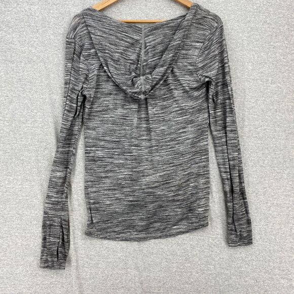 Maurices Blouse Womens Medium Gray Hoodie Twisted Open Front Long Sleeve - Picture 3 of 9